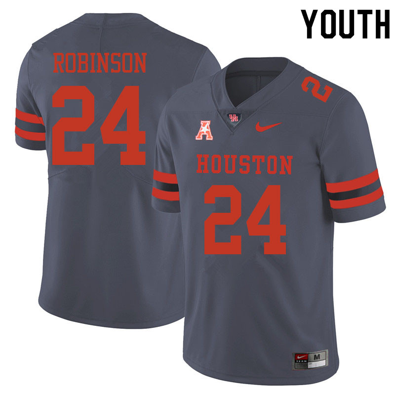 Youth #24 Malik Robinson Houston Cougars College Football Jerseys Sale-Gray - Click Image to Close